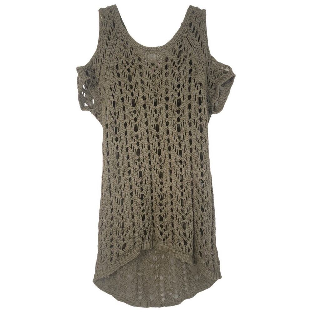 Victoria's Secret Crochet Top Cold-Shoulder Olive Green Shirt Size Small/Petite